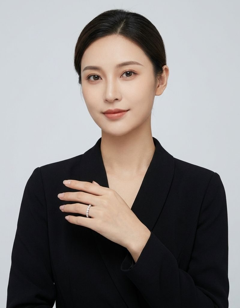 Silver Crystal Accent Delicate Band Ring For Women