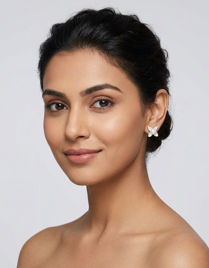 Silver Star Stud Earrings For Women