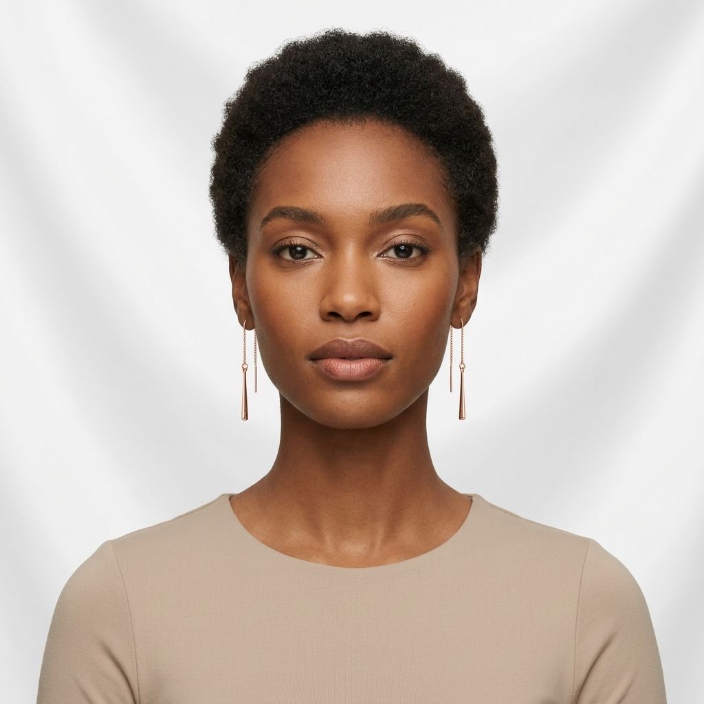 Rose Gold Silver Minimalist Hair Pin Earrings For Women - Image 2