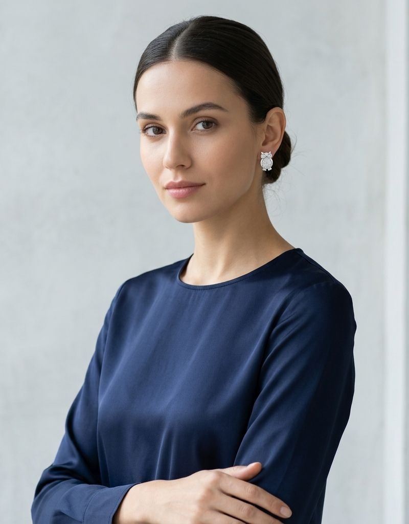 Silver Crystal Embellished Turtle Stud Earrings For Women