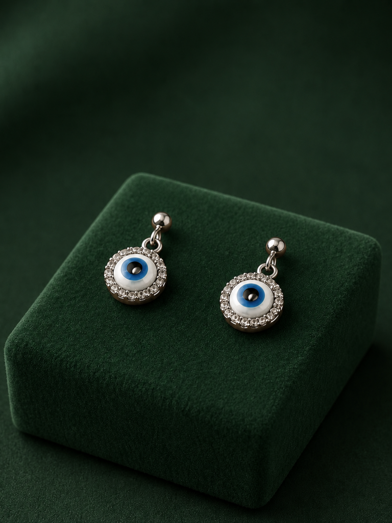 Classic Nazar Evil Eye Halo Drop Earrings