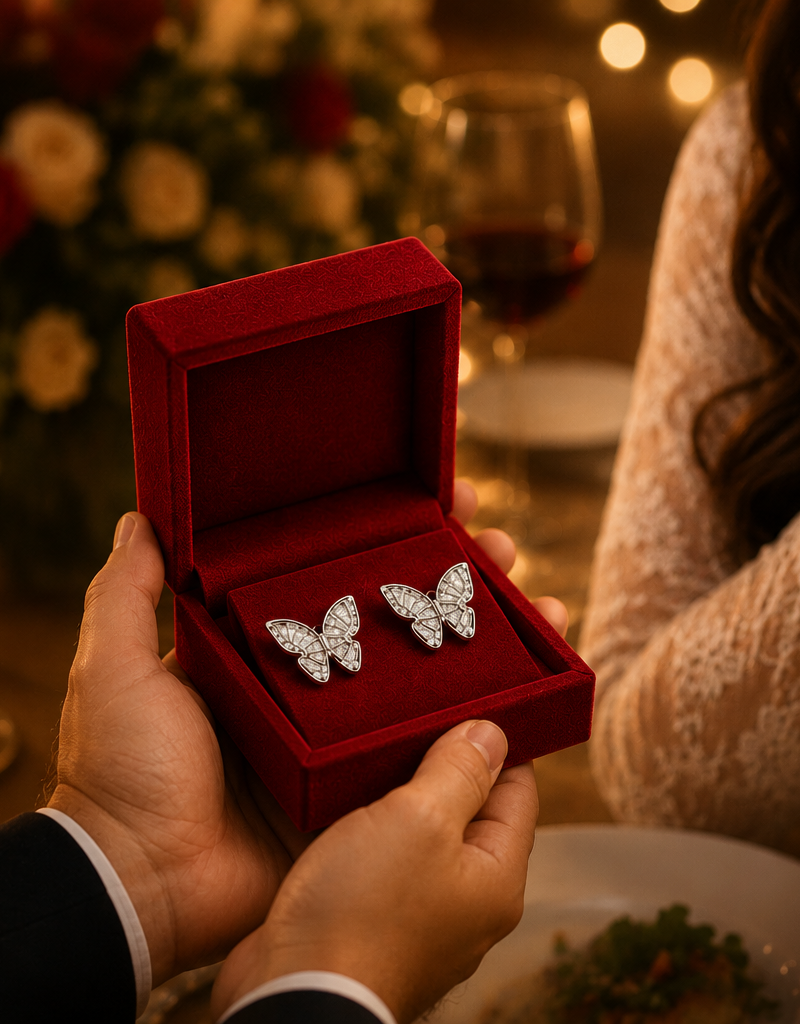 Pave Crystal Butterfly Stud Earrings