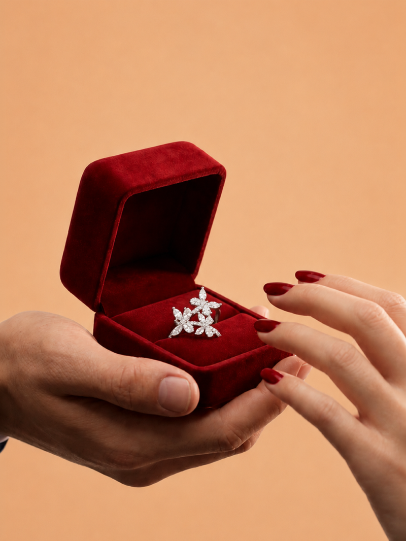 Marquise Crystal Trio Blossom Ring