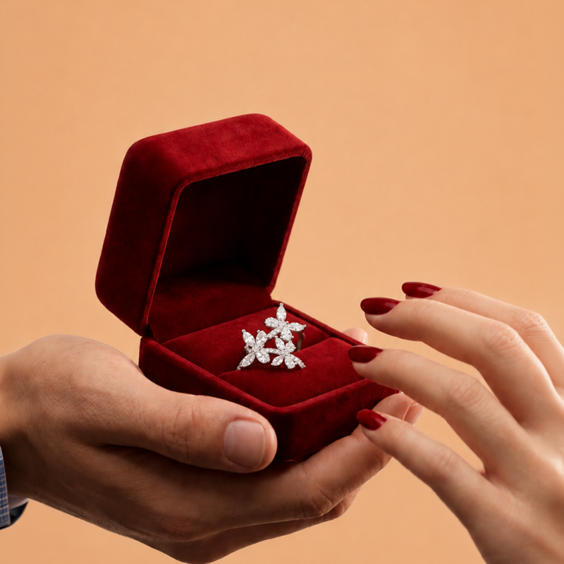 Marquise Crystal Trio Blossom Ring