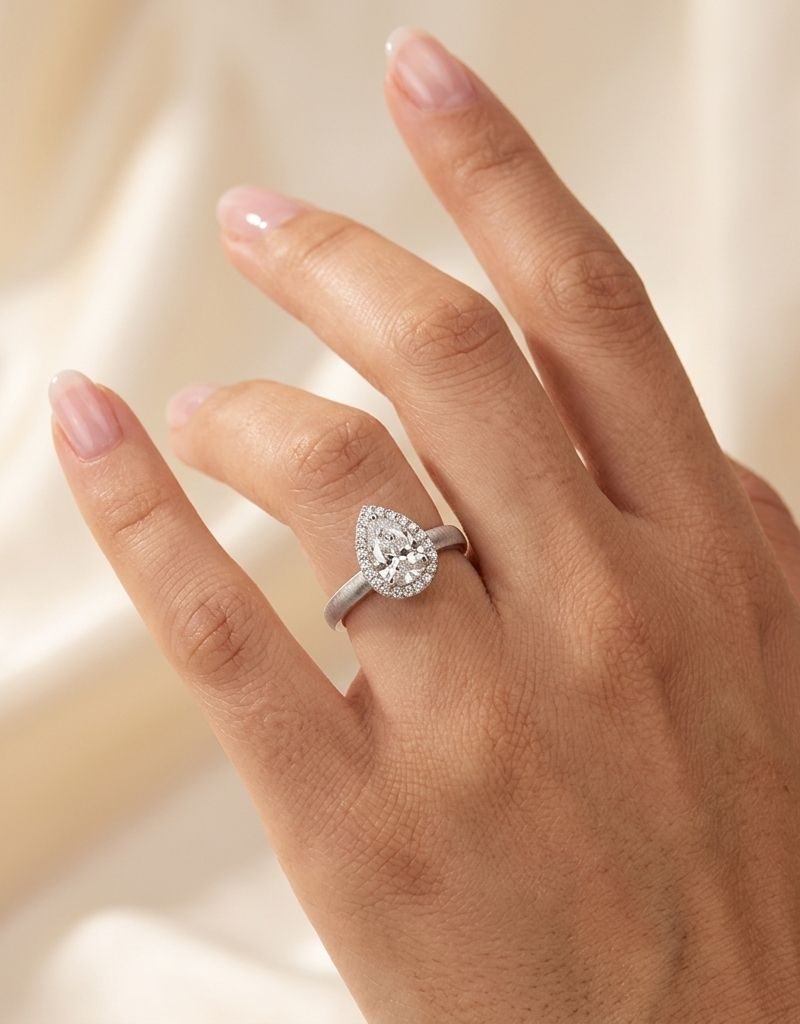 Silver Diamond Solitaire Princess Cut Engagement Ring For Women
