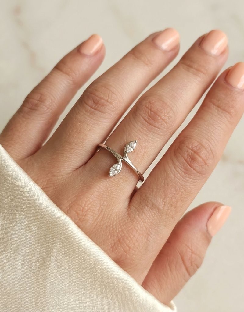 White Crystal Serpent Ring For Women
